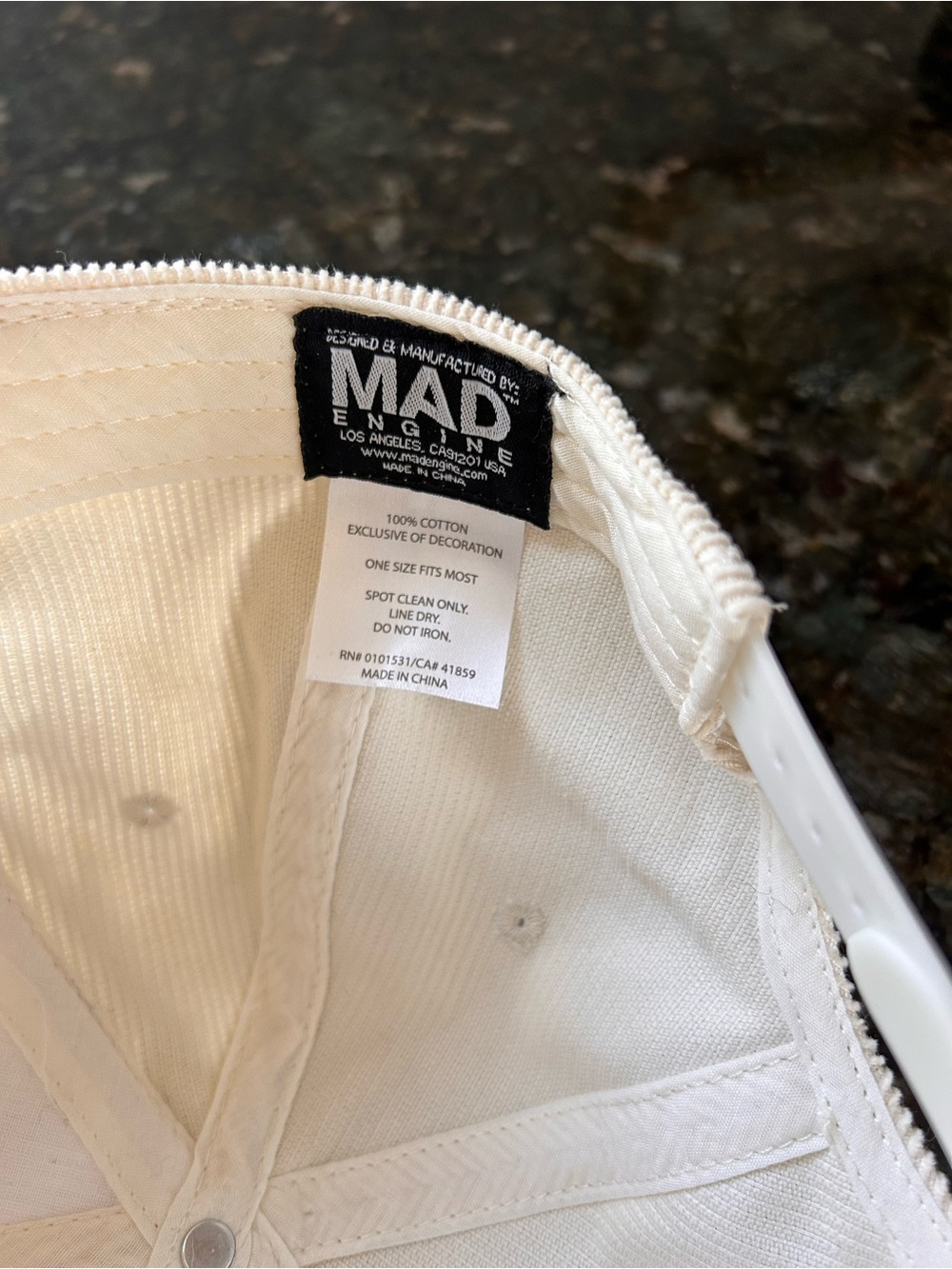MAD Engine NY Corduroy 100% Cotton Snap Back Hat. EUC. New York - Picture 2 of 5